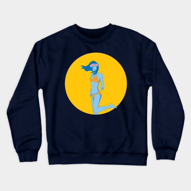 Blue Girl Dancing Crewneck Sweatshirt by Malikom